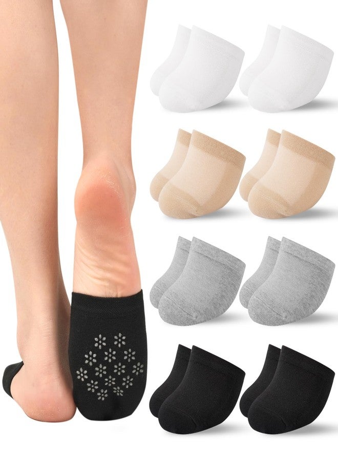 Murmorers Toe Socks Womens for Mules, Half Socks Toe Topper Covers No Show Invisible Non-slip Liners for Clogs Nude Black Gray White 8 Pairs - Image 1